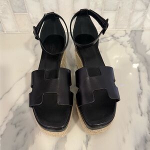 Hermes Black Espadrille Sandals